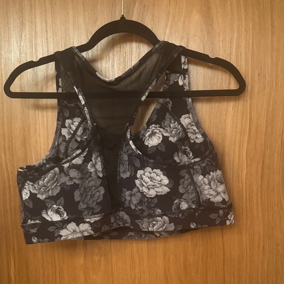 Floral Black and Gray Sports Bra - Picture 2 of 2